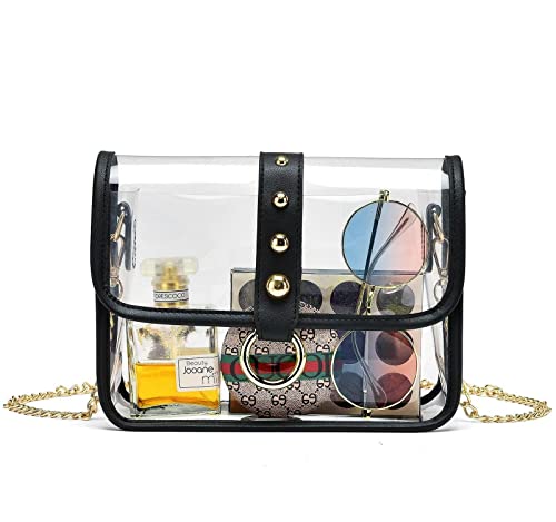 KUI WAN Clear Bag Stadium Approved, Clear Crossbody Bag Cute Clear Purse  Mini Bag Gift for Women for Sport Event Concert Black