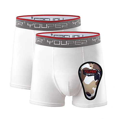  Youper Boys Compression Brief with Soft Protective Athletic Cup,  Youth Underwear for Baseball, Football, Hockey (X-Small, 001-White &  Black): Clothing, Shoes & Jewelry