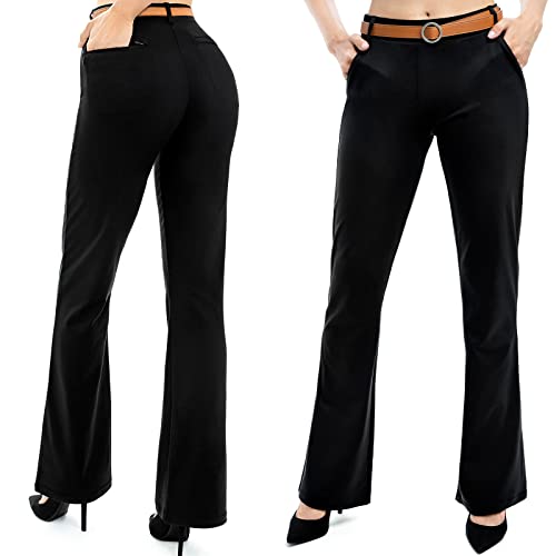 Express Womens Flare Dress Career Pants Black Pockets Stretch Zipper 2S 