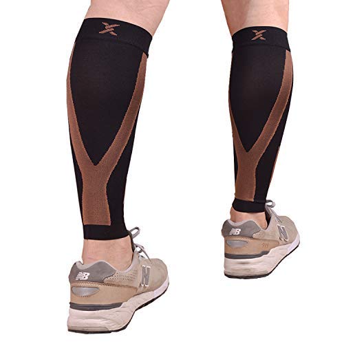  Copper Compression Calf Sleeves for Shin Splints, Varicose  Veins, Arthritis, Sprains, Running, Cycling - Men & Women - 1 Pair : Health  & Household