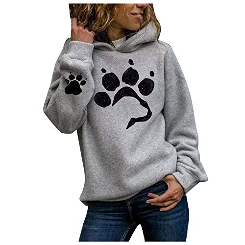 Graphic Sweatshirts for Women Vintage Cute Pets Paw Long Sleeve