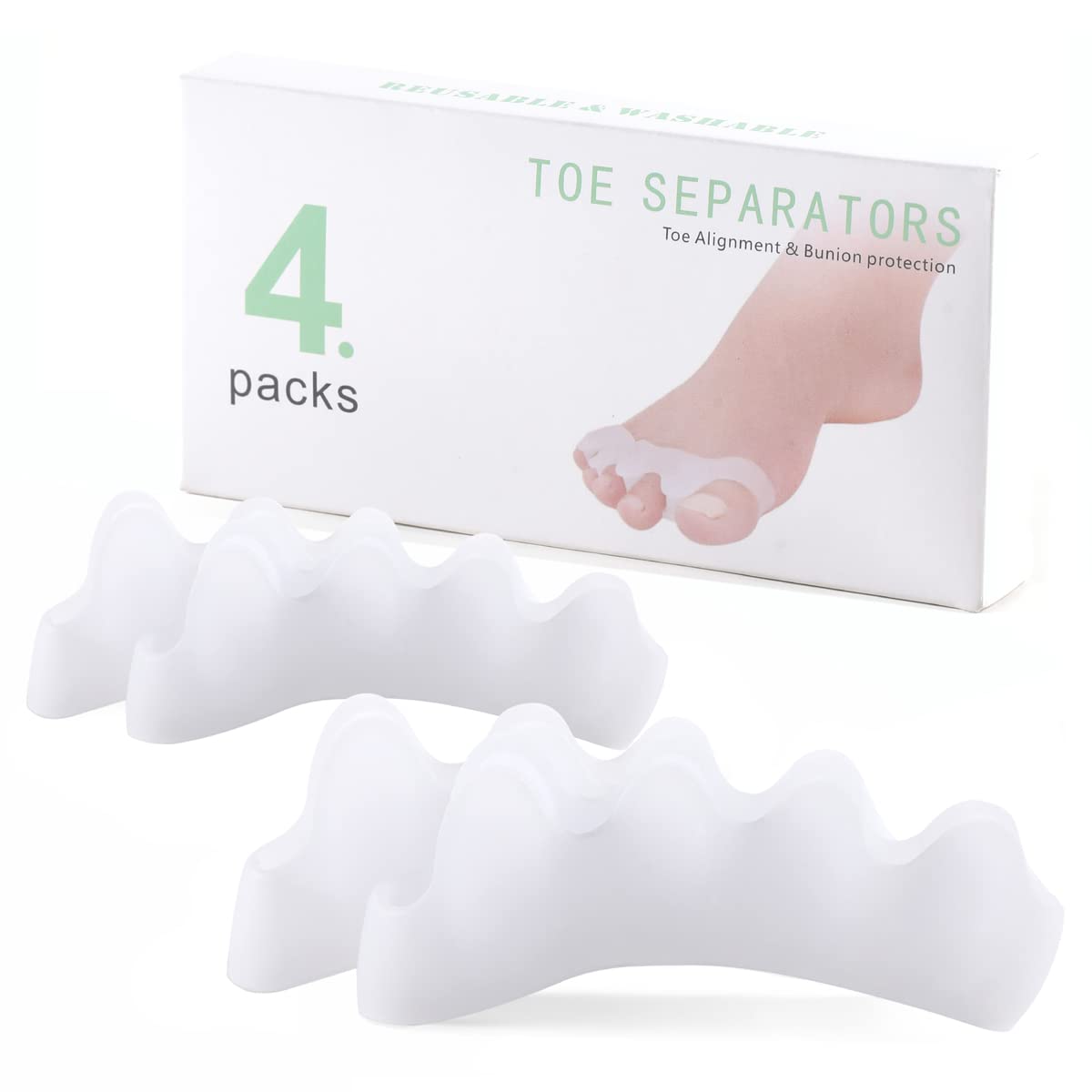 Gel Toe Separators for Overlapping Toes, Bunions, Big Toe