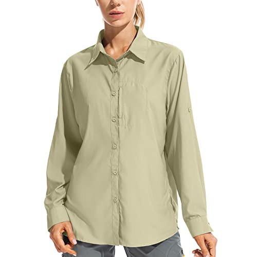 Women's UPF 50+ UV Sun Protection Safari Shirt, Long Sleeve Outdoor Cool  Quick Dry Fishing Hiking Gardening Shirts