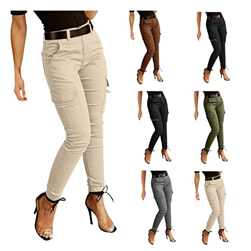 ZOOJINFAR Cargo Jeans for Women High Waist Tapered Jogger Pants
