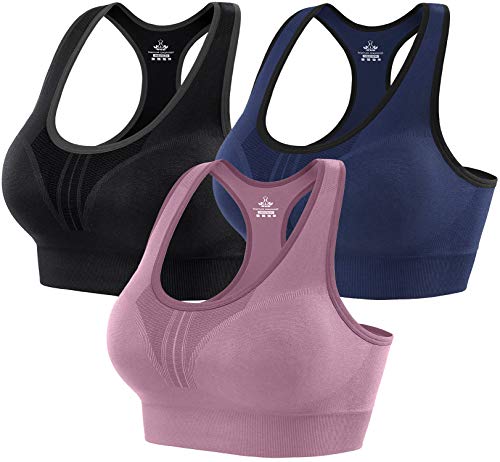 Fittin Racerback Sports Bras Pack of 4 Padded Seamless HIGH Impact
