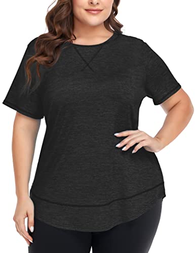 Abrooical Plus Size Plus Size Workout Tops for Women Loose Fit Short Sleeve Yoga  Shirts Sports Running Dry Fit Tops Grey X-Large : : Fashion