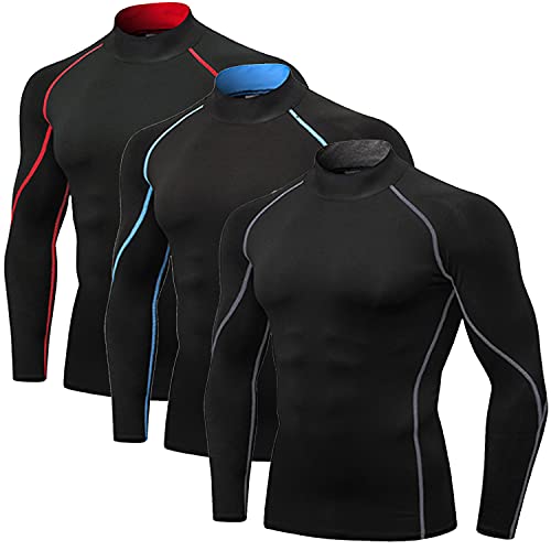 Breathable Compression Long Sleeve Sports Shirt for Men - Quick Drying Crew  Neck Athletic Wear for Basketball, Football, Running, and Fitness