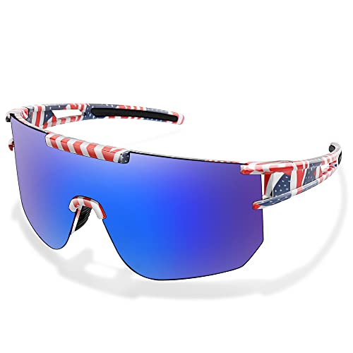 Sports Polarized Sunglasses for Youth Men and Women, P-V Style UV 400  Cycling Glasses for Baseball Fishing Running Driving National Flag-05
