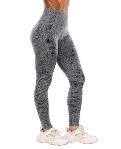 SALSPOR Workout Leggings for Women, Butt Lifting Gym Scrunch Butt Seamless  Leggings Heart-gray Medium
