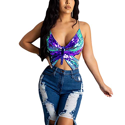 Multicoloured Sequin Butterfly Crop Top Festival Bra Festival Outfit Rave  Outfit -  Canada
