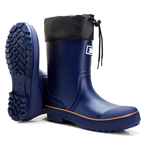 HSBDNZQ Rain Boots for Men, Waterproof Mens Rubber Boots with PVC Unique  Design, Comfort Lightweight Work Mud Boots, Resistant Durable Slip Garden  Boots for Farming Gardening Fishing 9 Blue-orange