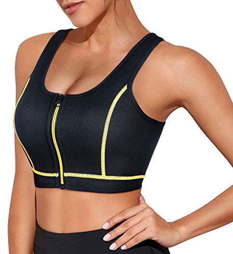 Niuer Women Yoga Bras High Impact Sports Bra Sleeveless Workout Top Quick  Dry Tank Tops Full Coverage Vest Black L 
