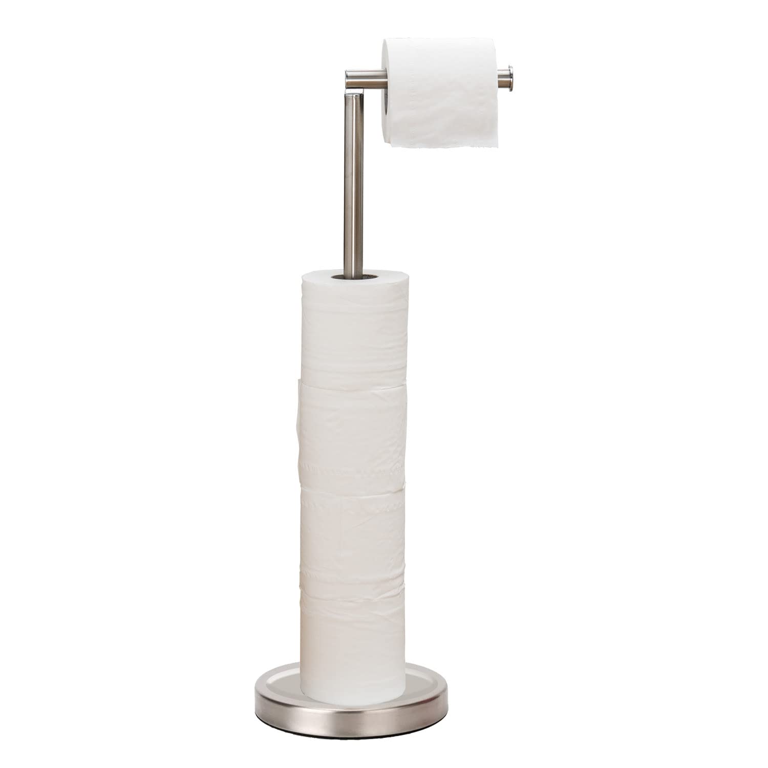 Freestanding Toilet Paper Holder with Marble Base in Brushed Finish