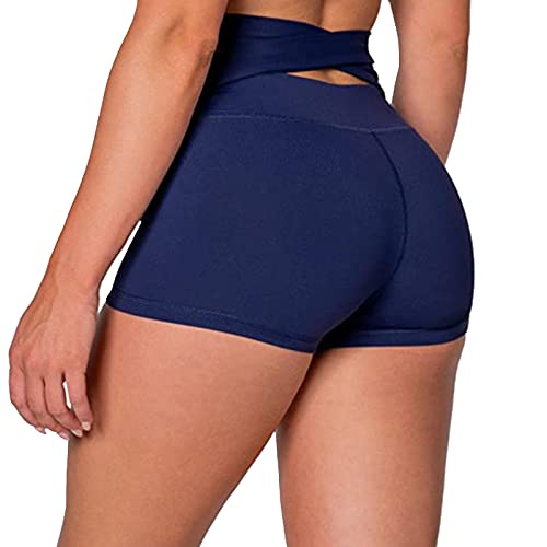 YUHAOTIN Baggy Running Hip Color Waist Shorts Women's Exercise High Yoga  Yoga Pants 4th of july womens wide leg pants casual Z-30330-1-blue Small
