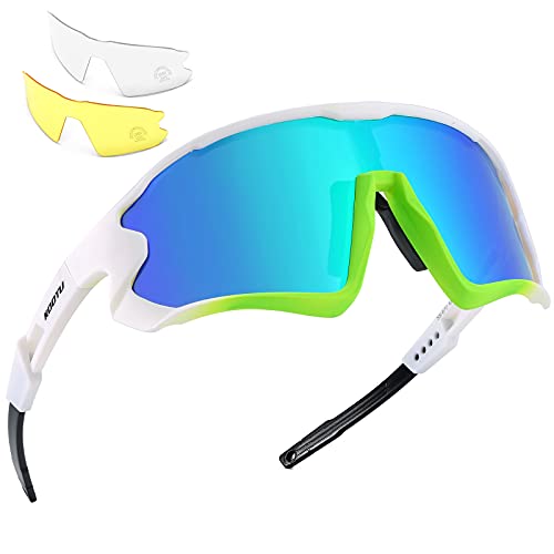 KOOTU Polarized Cycling Sunglasses with 3 Lenses, Men Women UV