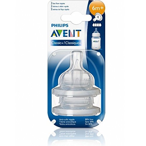 Philips AVENT BPA Free Classic Fast Flow Nipple, 2-Pack
