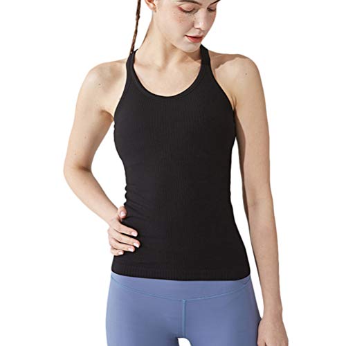 Yoga Racerback Tank Top for Women with Built in Bra,Women's Padded Sports  Bra Fitness Workout Running Shirts