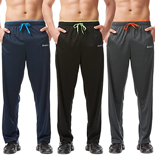 Bysan Men Drawstring Sweatpants Jogging Pants with Zipper Pockets for Athletic Workout Gym Running
