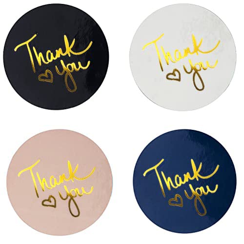 Gold Thank You Stickers - Round
