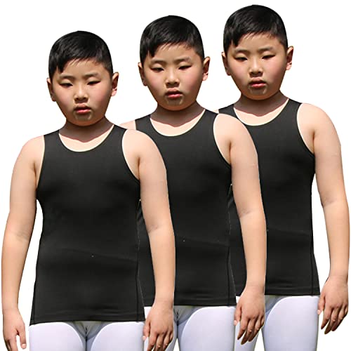 Youth Boys Girls Compression Tank Tops Athletic Sleeveless Shirt  Undershirts Workout Base Layer Vest 3 Pack-black*3 7