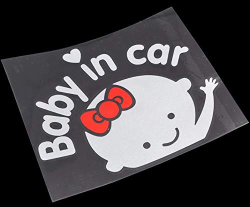 Baby in Car Waving Sticker Baby on Board Sign for Car,Kids in car Decal  Sticker Safety Sign Cute Car Decal Vinyl Car Sticker (2X Girl Sticker)