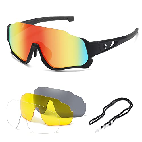 DUCO Polarized Kids Sunglasses Youth Baseball Sun Glasses Sports Teens  Cycling Shades Boys Girls with 3