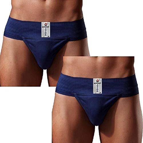 WMX Gym Cotton Supporter Back Covered with Cup Pocket Athletic Fit Brief  Multi Sport Underwear Pack 2 Trainer Navy XX-Large