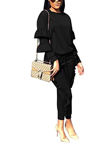 KANSOON Women 2 Piece Outfits Tracksuit Puff Sleeve Sweatshirt  and Skinny Long Pants Set Jogging Suits : Clothing, Shoes & Jewelry
