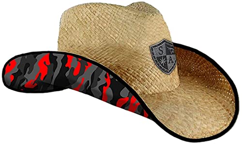 S A Company Cowboy Straw Hat - American Flag Cowboy Under Brim Sun Hat for  Men and Women 