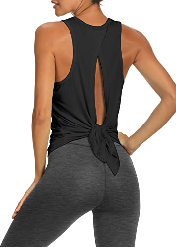 Bestisun Womens Cropped Workout Tops Flowy Gym Workout Crop Top Slim Fit  Athletic Yoga Exercise Shirts Dance Tops Medium Black