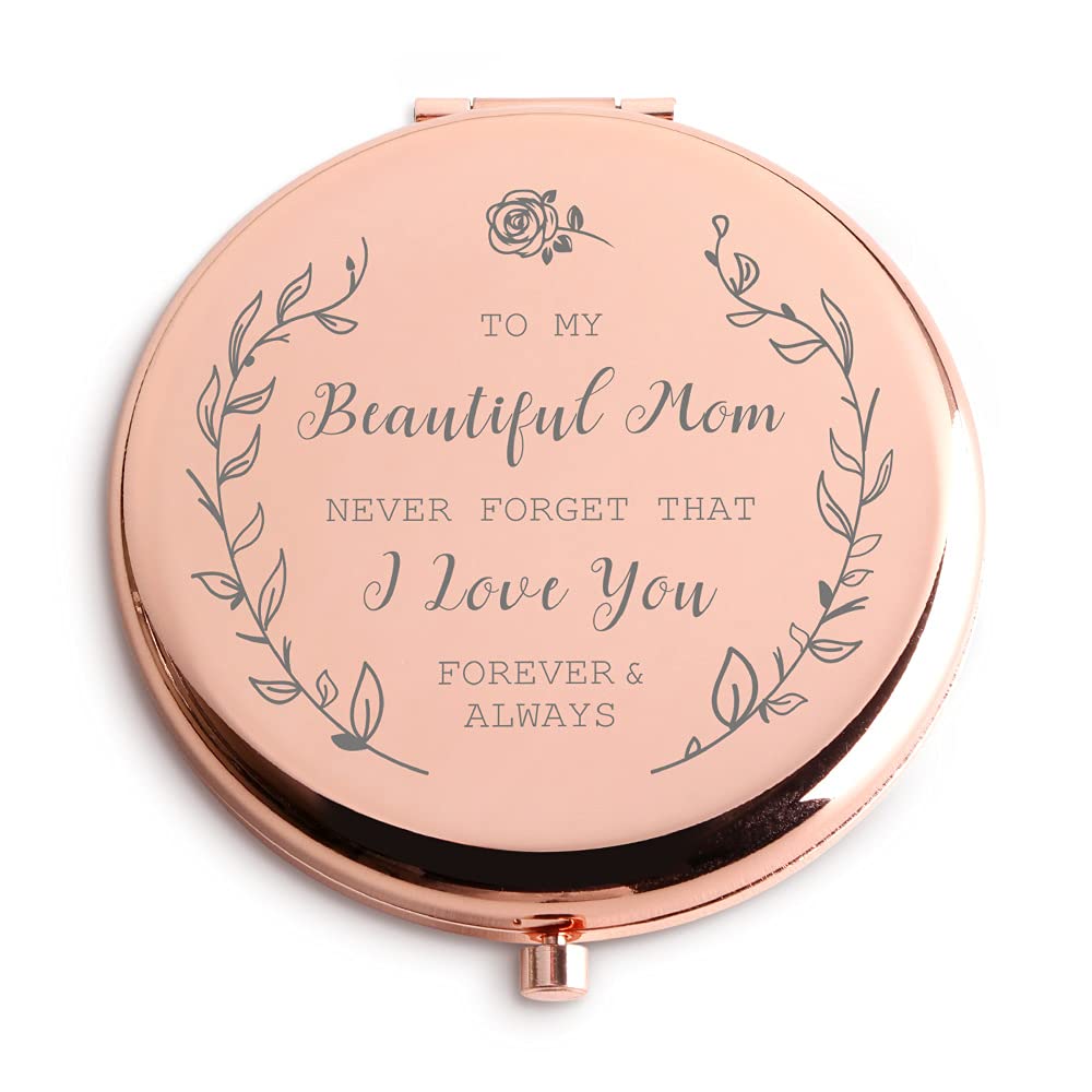 Mom Birthday Gifts for Mom - I Love You Mom Rose Gold Compact Mirror I Gifts for Mom from Daughter I Mom Gifts for Birthday I Mom Gifts for