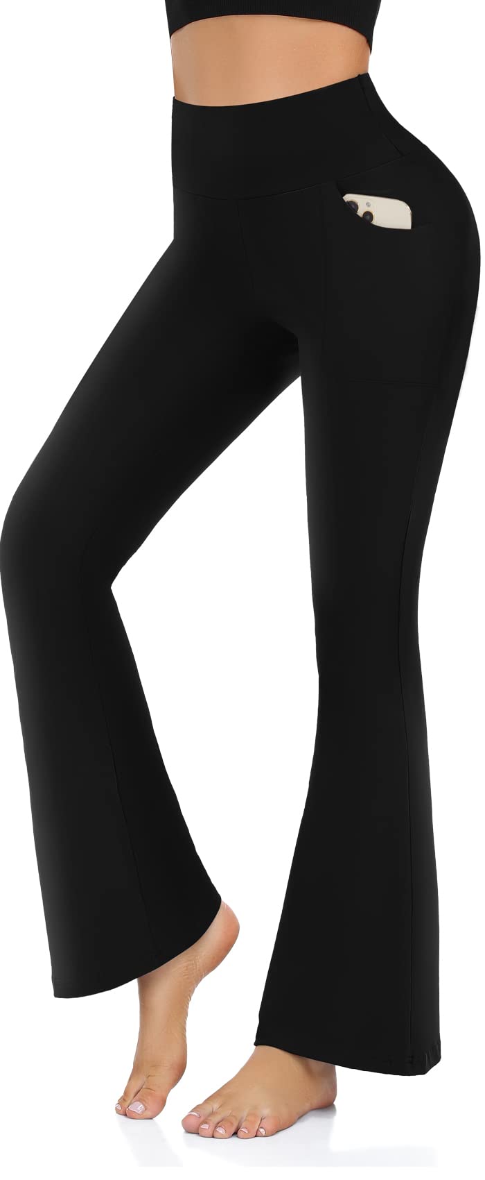 PINSPARK Flared Leggings for Women with Pockets Elastic High Waist Full  Length Bootcut Track Pants Gym Pants Black S : : Clothing, Shoes &  Accessories