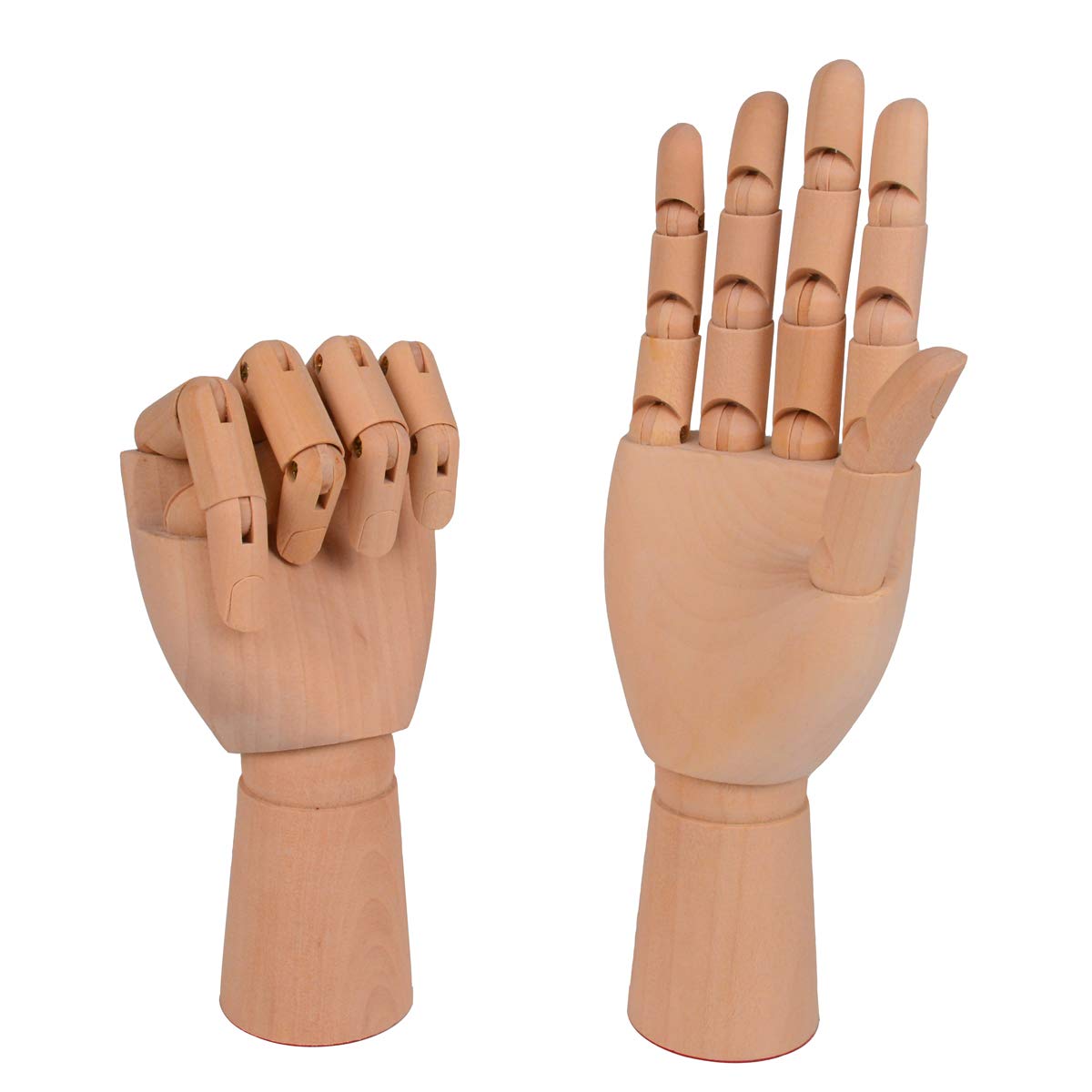 Baitaihem 2 Pack Wood Artist Drawing Hand Manikin Articulated Mannequin  with Wooden Flexible Fingers 7 inch Left and Right Hand