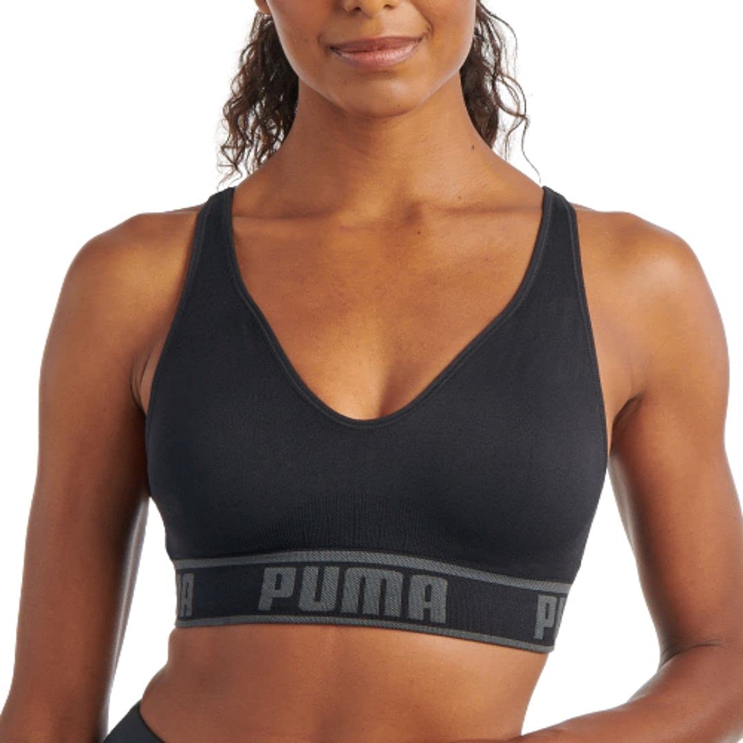 Bra Puma Mid Elastic Padded Women's Training Bras For Woman Sports Fitness  Without Bones Top Пума Cougar Puma Puma - Sports Bras - AliExpress