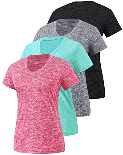 Xelky 3-4 Pack Women's Dry Fit Tshirt Short Sleeve Moisture