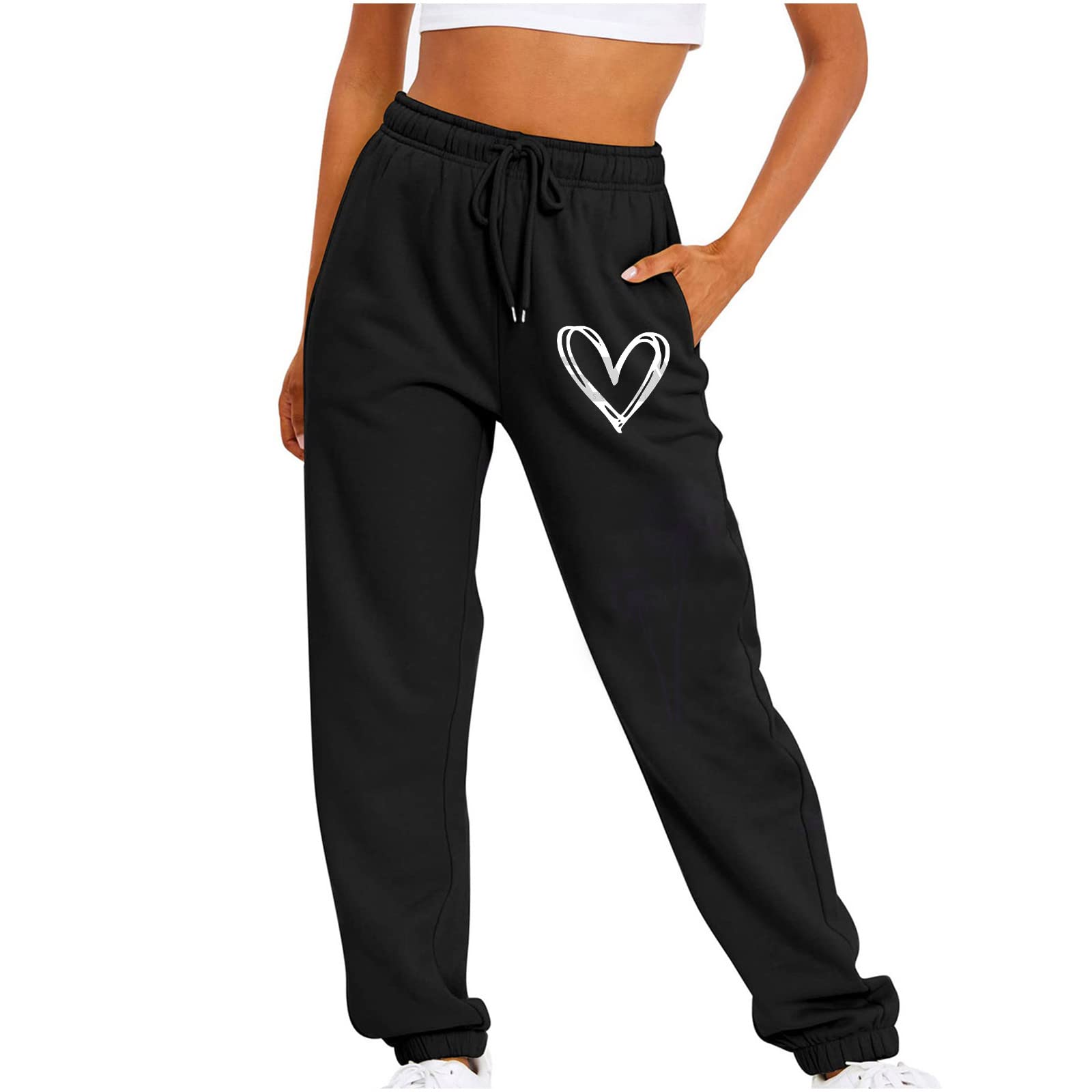 Women's Joggers Pants with Flap Pockets Elastic Waist Athletic