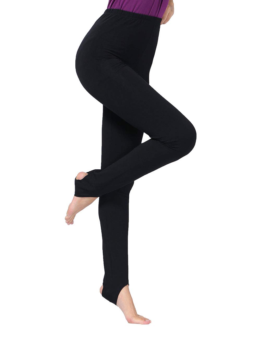 Stirrup Leggings Shiny Nylon Lycra Black-Dance Gymnastics Twirling