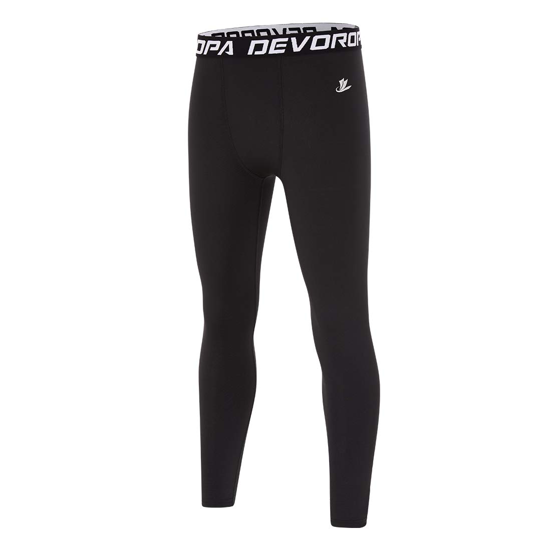 DEVOROPA Boys Leggings Quick Dry Youth Compression Pants Sports Tights  Basketball Base Layer Black Medium