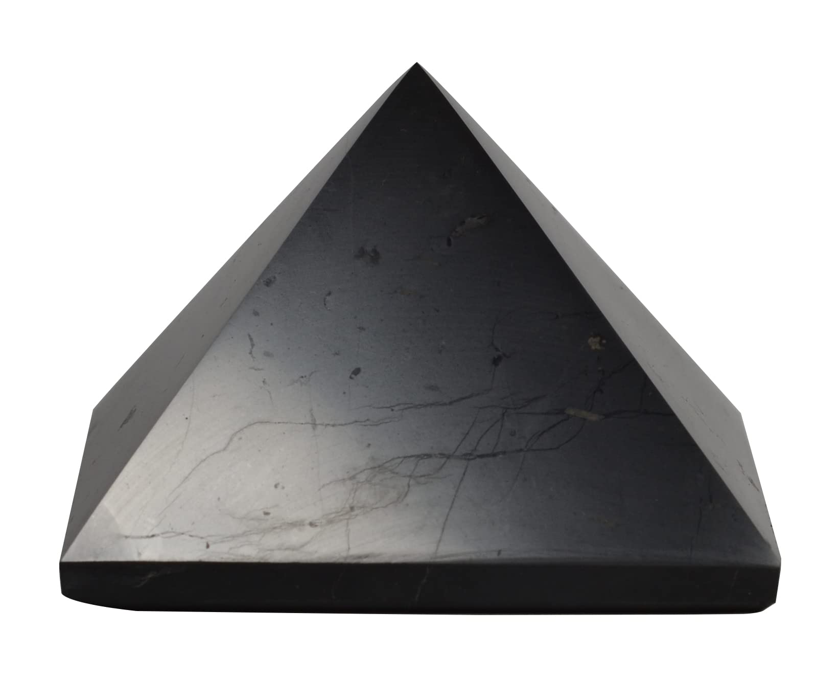 Shungite World Shungite Pyramid from Real Shungite Stones Shungite Crystal  Pyramid Home Protection Room Decor Office Desk Decor Authentic Crystals  Black Pyramid (Polished, 