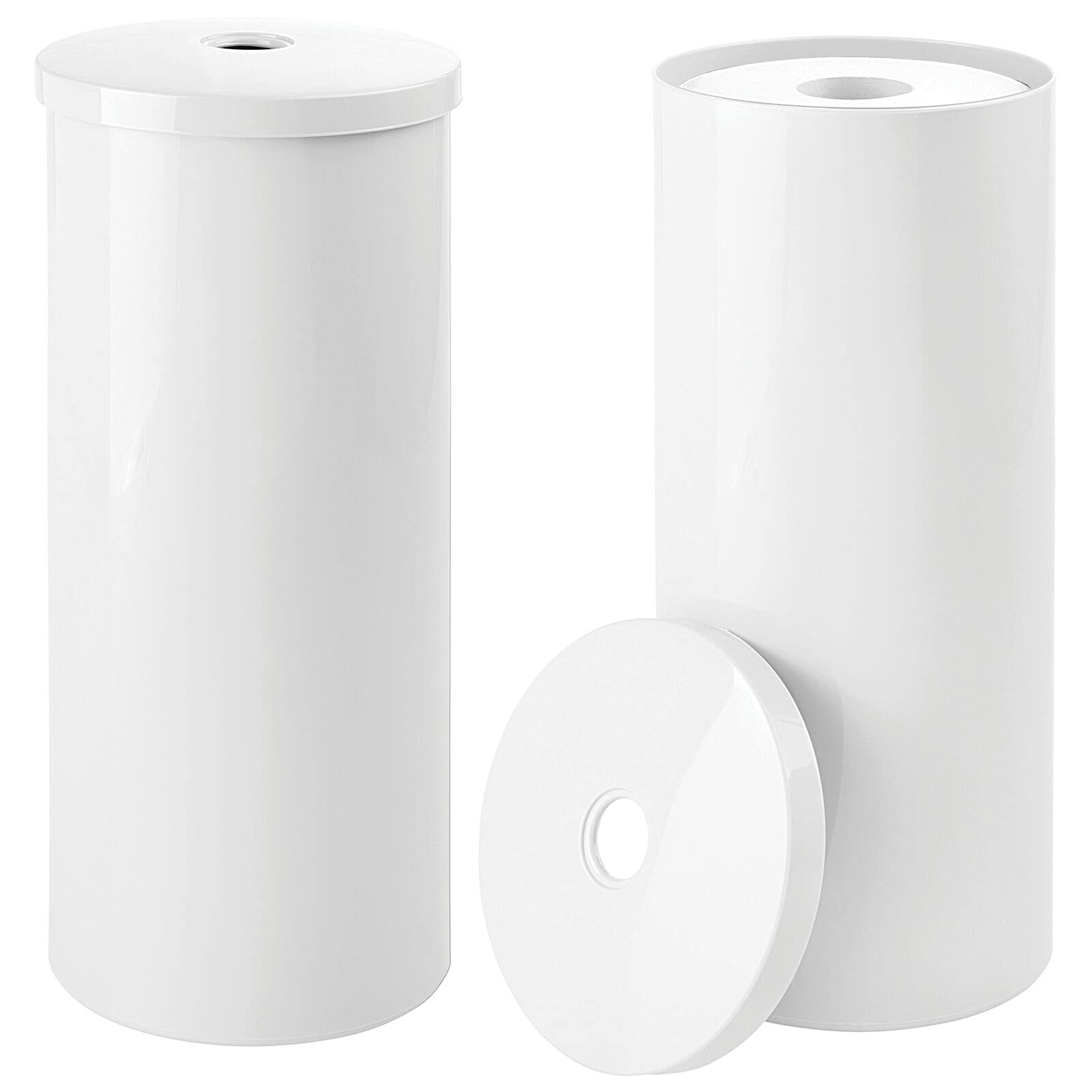 mDesign Plastic Toilet Paper 3-Roll Storage Organizer with Cover, 2 Pack -  White 