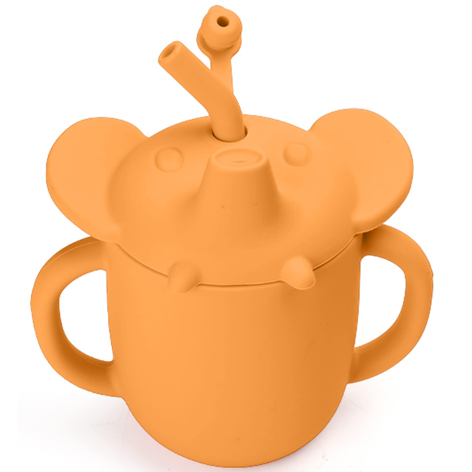 Toddler Sippy Cups Silicone Straw Cup Spill Proof with Handles for Baby 6+  Months The First Years Training Cups for 1+ Year Old (7oz Orange)