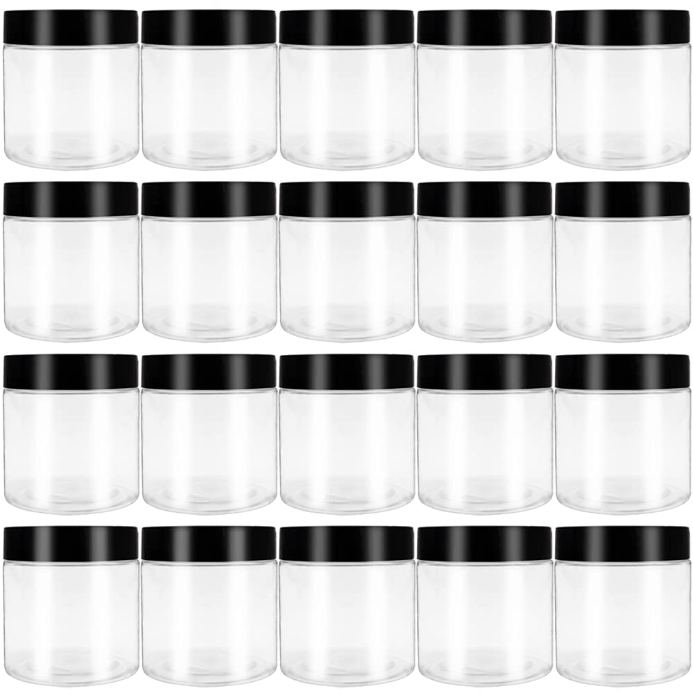 Cshangzei 20PCS 2OZ Clear Plastic Slime Containers Jars with Black  Lids,Refillable Empty Cometic Storage Container for Slime  Making,Candy,Beads,Art