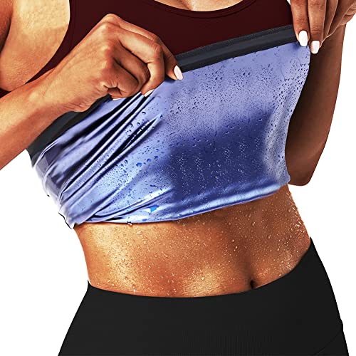 BODYSUNER Waist Trainer Trimmer Sweat Belt Band for Women Lower Belly Fat  Sauna Slimming Belt Suit Workout Blue XXL/3XL