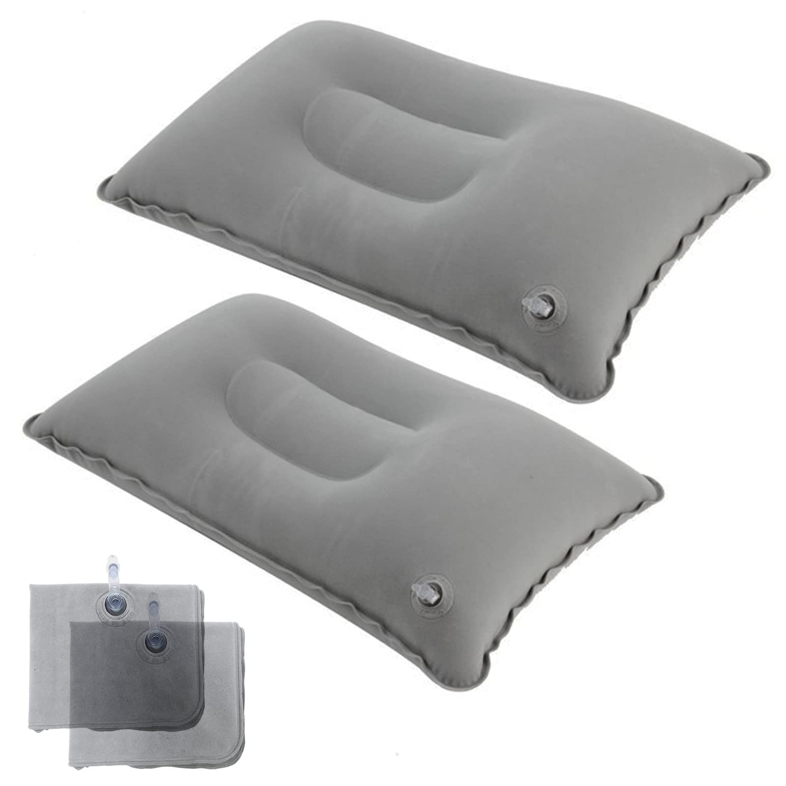 Dogxiong 2 Pack Ultralight Inflatable Pillow Small Squared Flocked