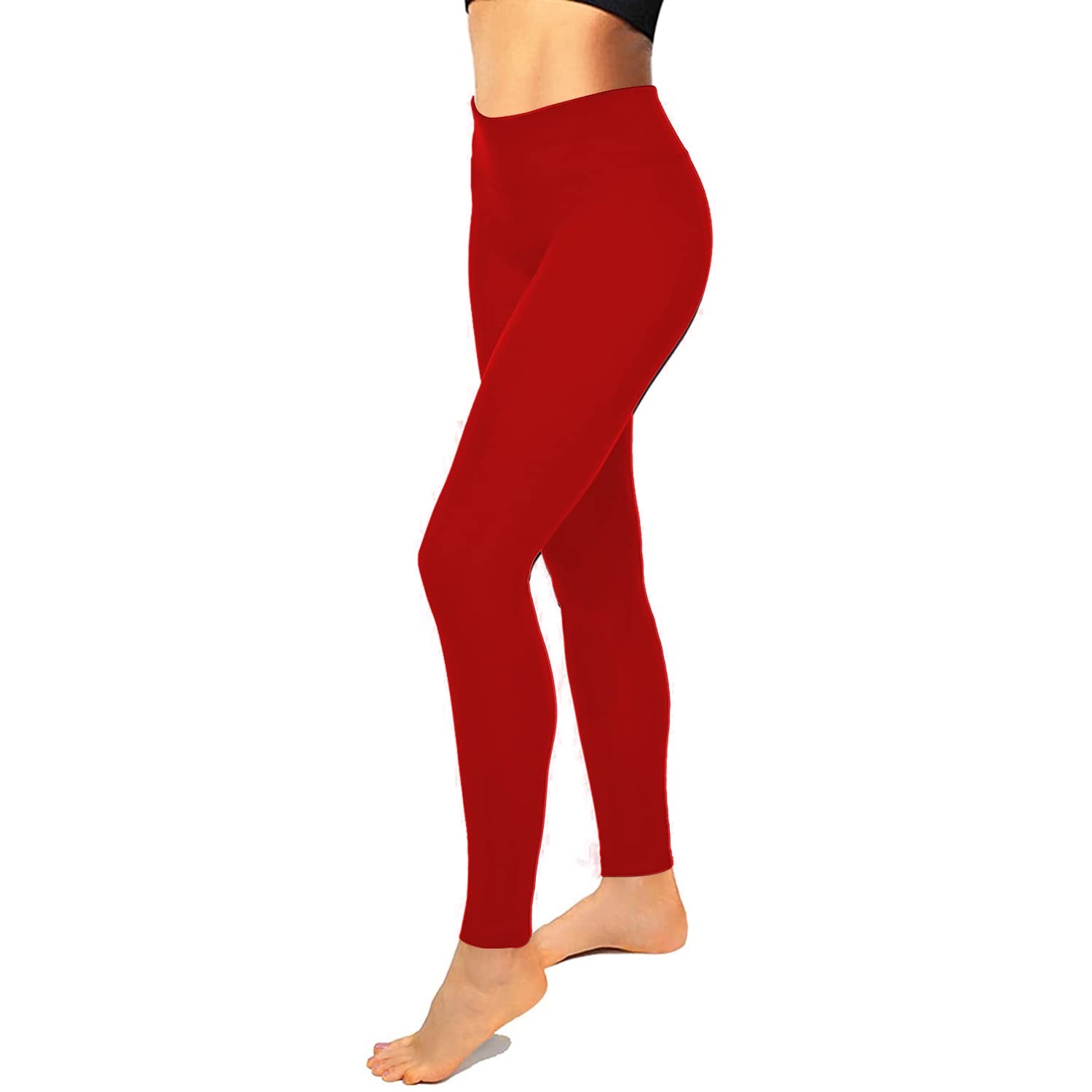 Women’s High Waist Workout Yoga Leggings with Pockets Athletic Tummy  Control Running Pants,Red,XL