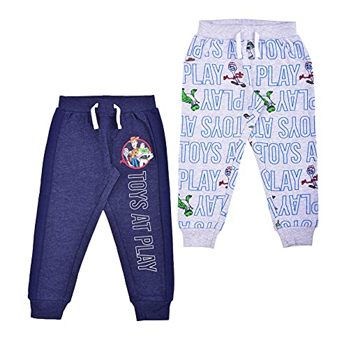 Disney Boys Jogger Pants Set, Athletic Sweatpants with Toy Story Print,  Navy/Grey Light Grey 2T