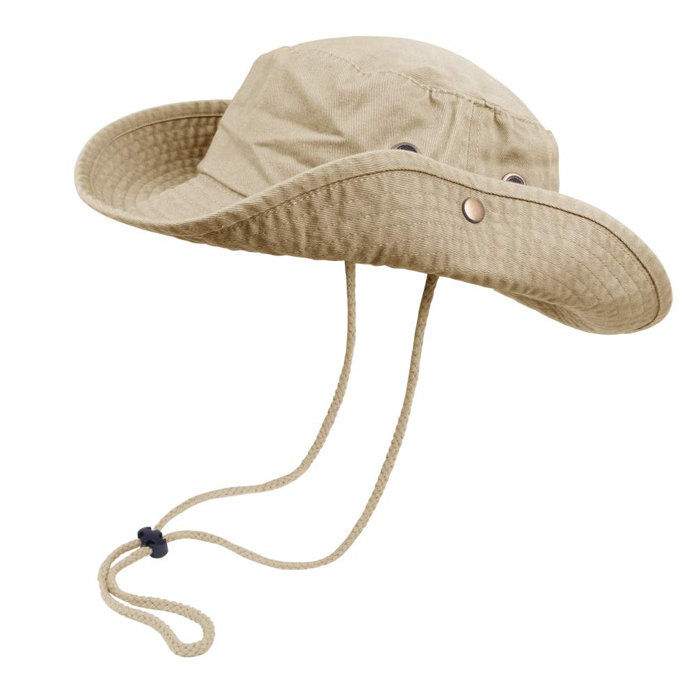 Bucket Hats with String Wide Brim Hiking Fishing UV Sun Protection Safari  Unisex Boonie Camel Large