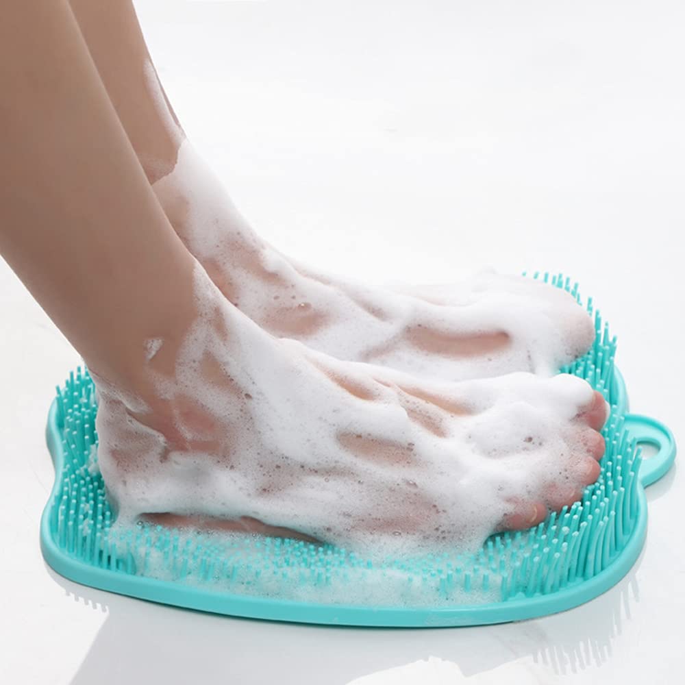 Bath or Shower Floor Foot Brush - No Bend Grey Silicone Feet