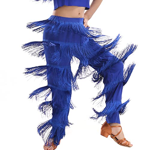 Women Dance Pants Tassel Fringe Trousers Latin Samba Rumba Cha Cha