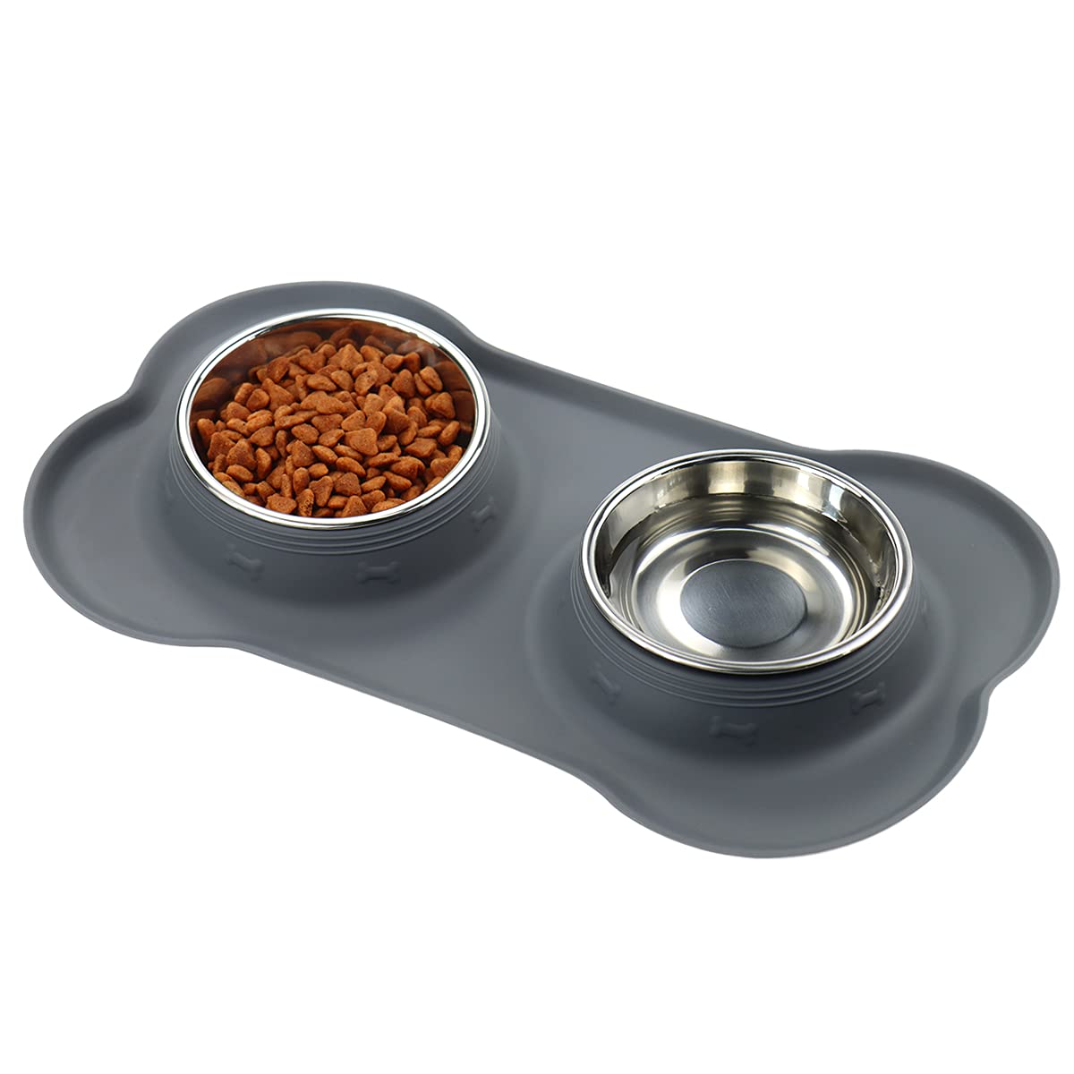 Dog Bowls with Mat, Cat Food Water Bowl Set in No Spill Silicone